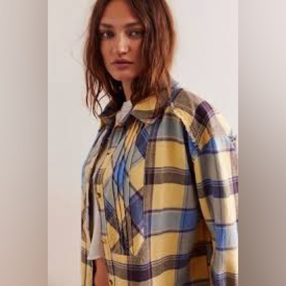 New FREE PEOPLE We The Free Layla Button Down Plaid Flannel Shirt  X-SMALL - Picture 4 of 11